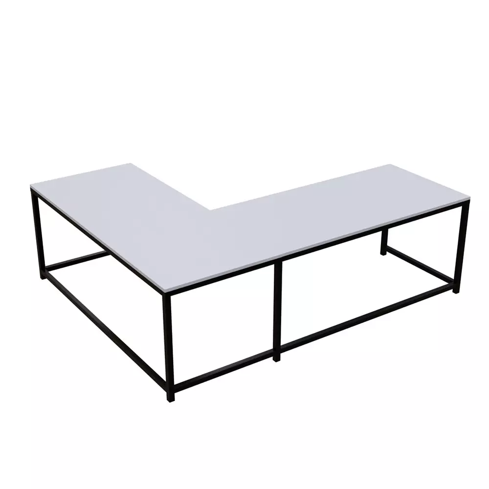 GENERIC Marshal Computer Table L Shape White Color Metal Frame and Engineered Wood Top for Home & Office, RLST046LC