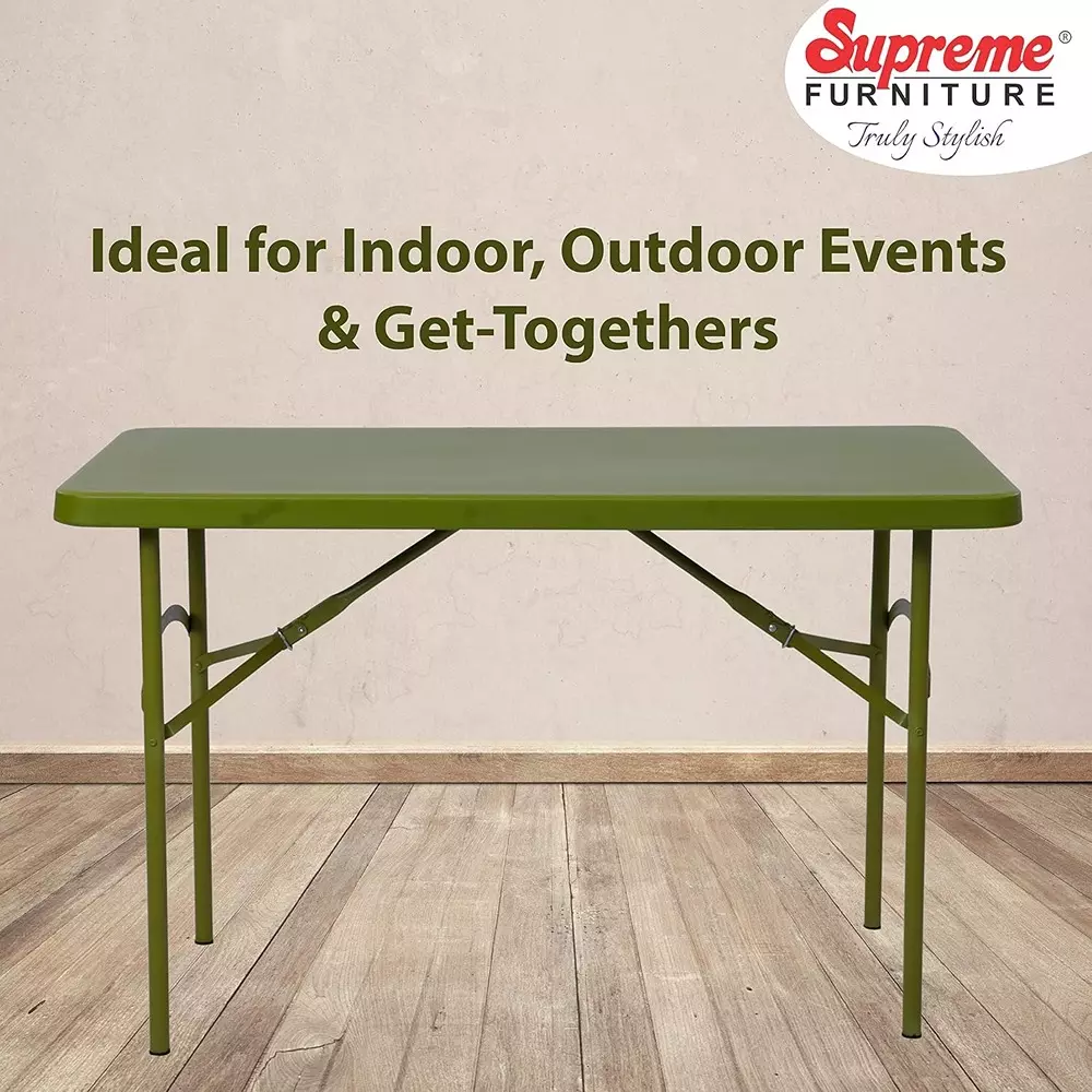 SUPREME Dollar Classic Foldable Table 604.52 mm (23.8 inch) Depth Rectangle Mehandi Green 7.5 Kg