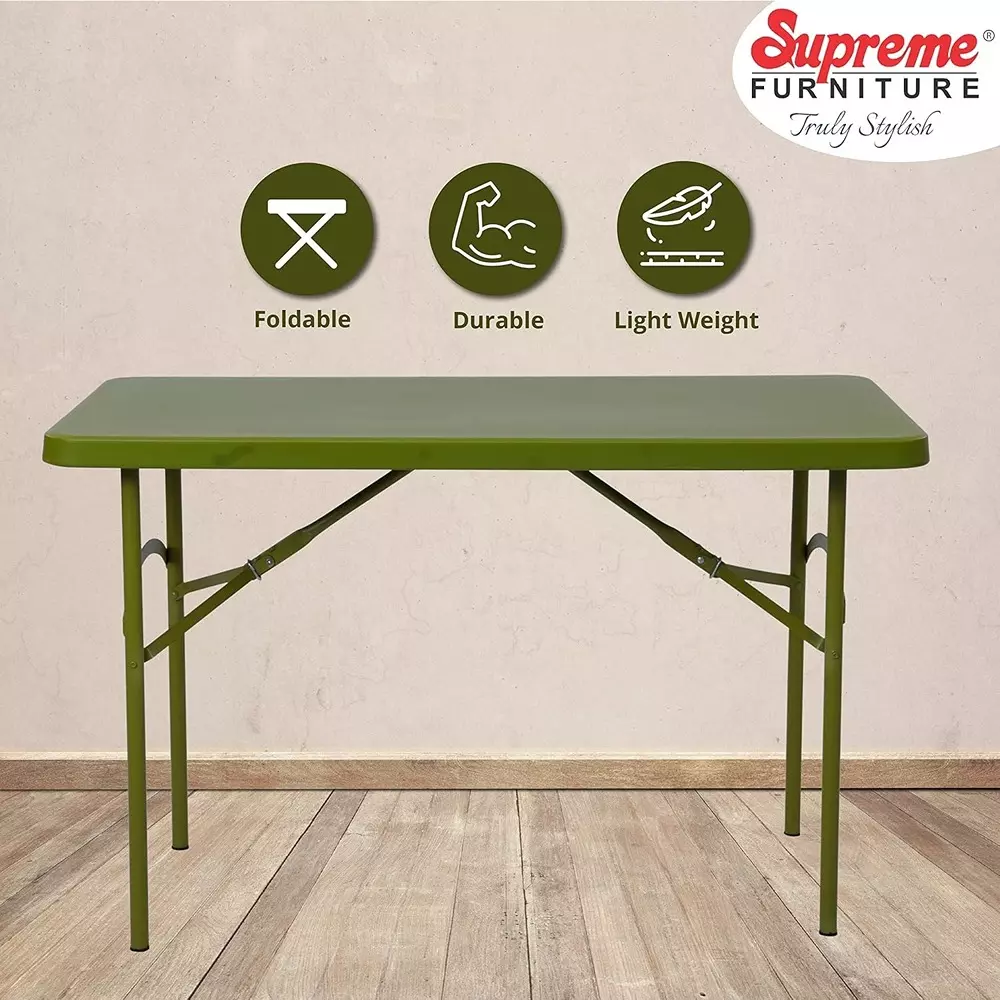 SUPREME Dollar Classic Foldable Table 604.52 mm (23.8 inch) Depth Rectangle Mehandi Green 7.5 Kg