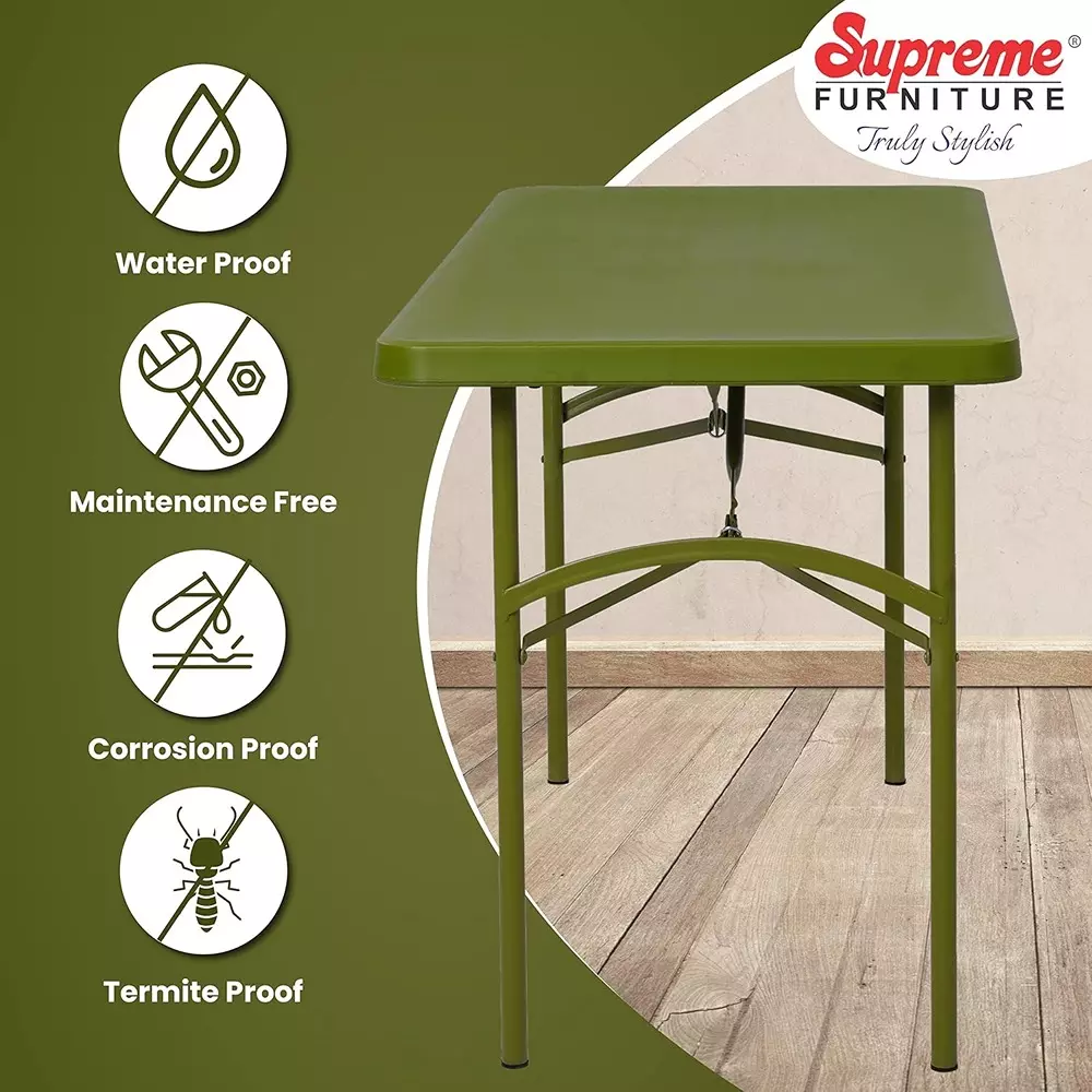 SUPREME Dollar Classic Foldable Table 604.52 mm (23.8 inch) Depth Rectangle Mehandi Green 7.5 Kg