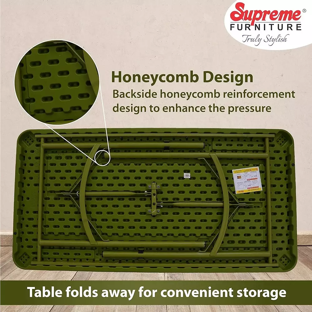 SUPREME Dollar Classic Foldable Table 604.52 mm (23.8 inch) Depth Rectangle Mehandi Green 7.5 Kg