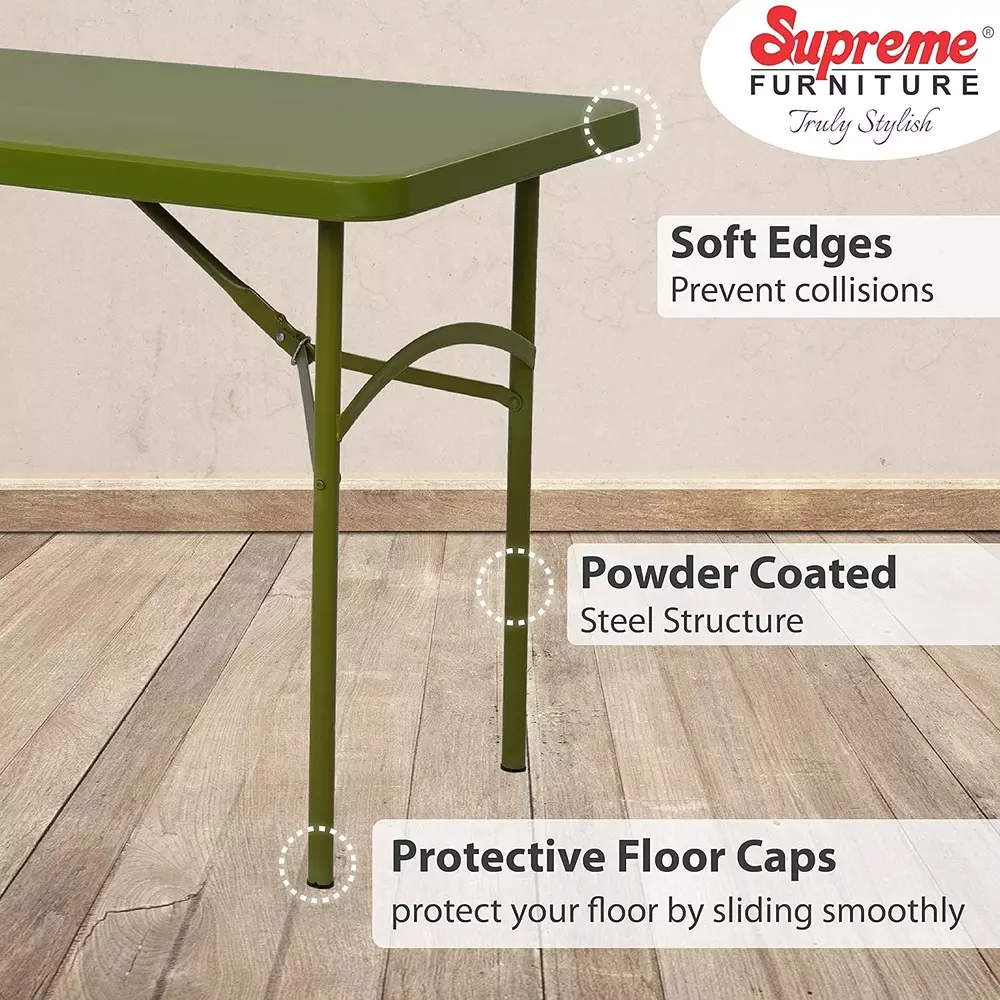 SUPREME Dollar Classic Foldable Table 604.52 mm (23.8 inch) Depth Rectangle Mehandi Green 7.5 Kg