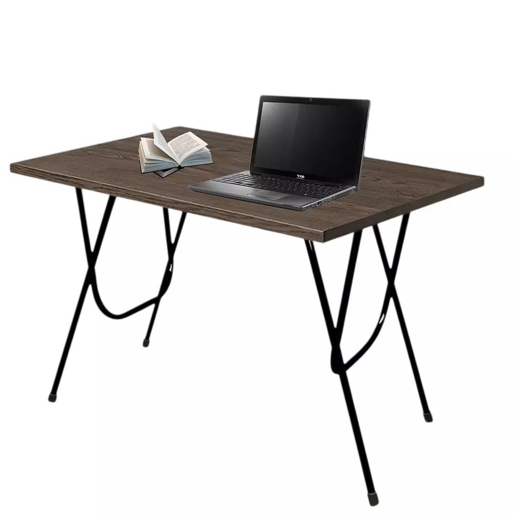 Maharaja Premium Taxture Multifunction Folding Table Wooden with X-shaped Metal Legs, Light Grey