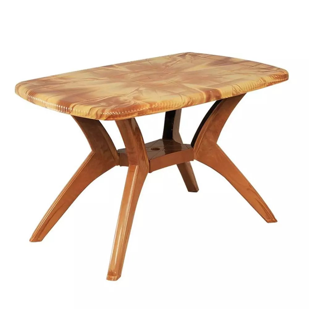 Swagath Cross Leg Dining Table Square Shape Plastic Teak Wood for Home, Garden & Cafeteria Use, MAX-TW-1