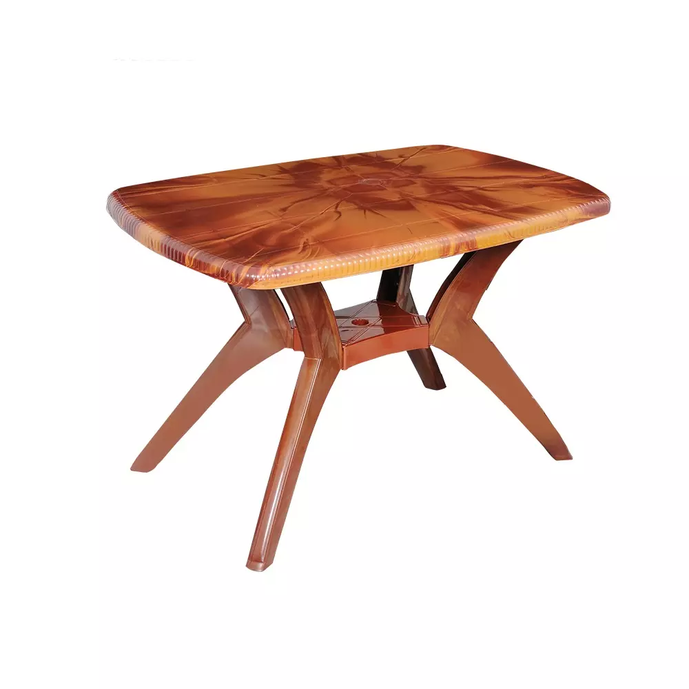Swagath Cross Leg Dining Table Square Shape Plastic Teak Wood for Home, Garden & Cafeteria Use, MAX-TW-1