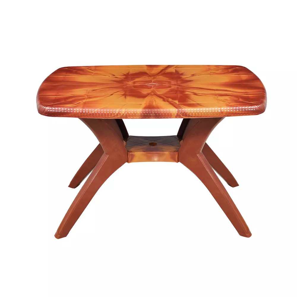Swagath Cross Leg Dining Table Square Shape Plastic Teak Wood for Home, Garden & Cafeteria Use, MAX-TW-1
