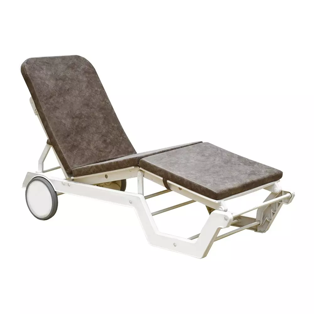 Italica Luxury Sunlounger With Cushion 4 Stages Reclining Feature White Color, 8103 - Luxury