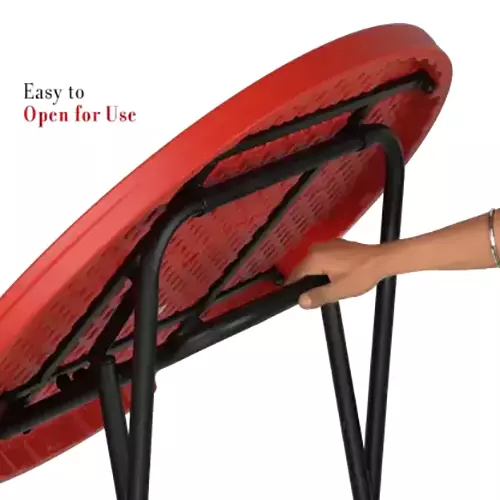 SUPREME Cafe Plastic Round Foldable Table Red