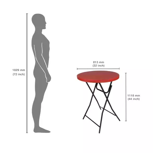 SUPREME Cafe Plastic Round Foldable Table Red