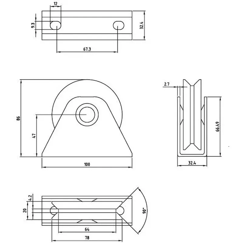 monotaro-door-roller-iron-v-groove-type-mass-790-g-wheel-width-200-mm-mounting-screw-spacing-680-mm-no80