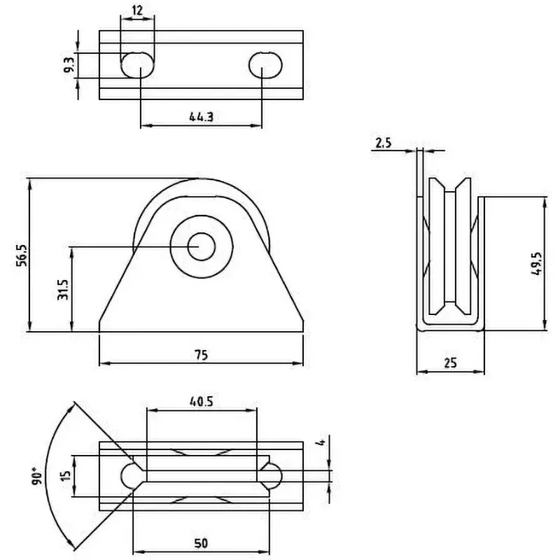monotaro-door-roller-iron-v-groove-type-mass-274-g-wheel-width-145-mm-mounting-screw-spacing-440-mm-no50