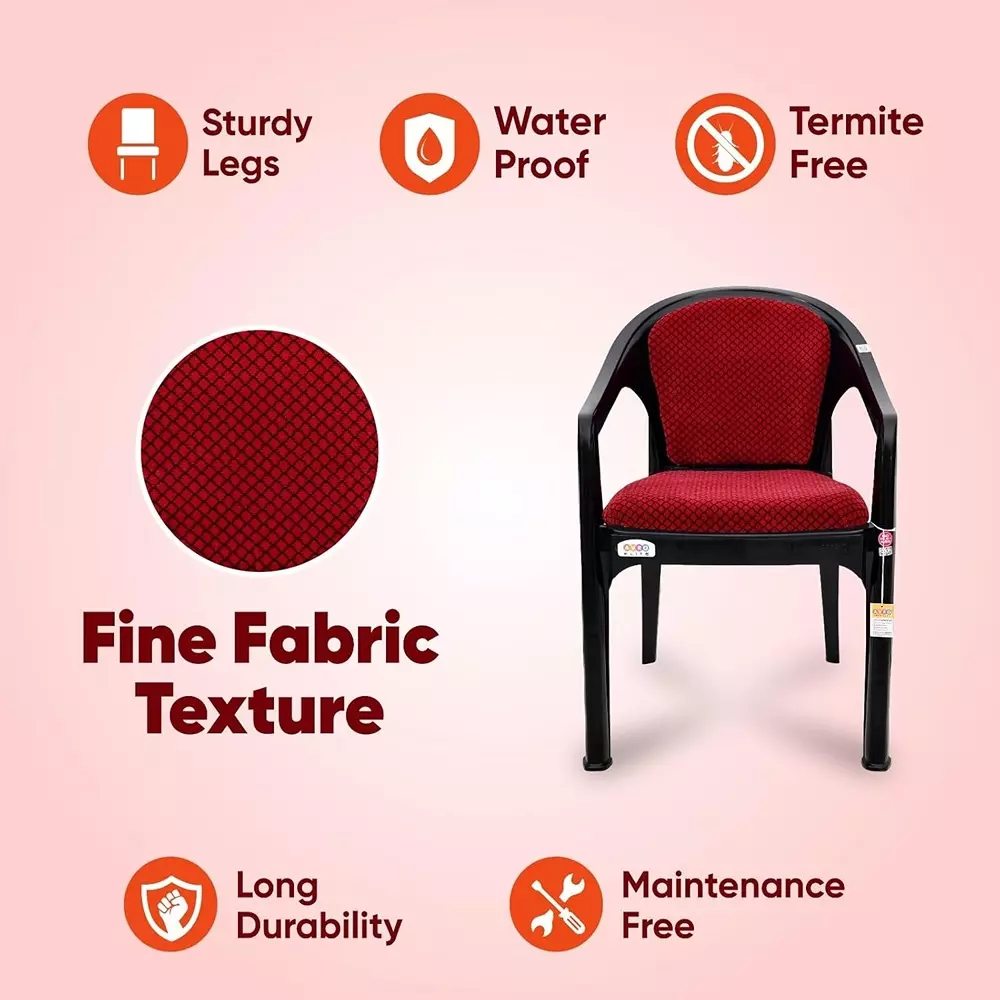 AVRO Cushion Chair With Armrest Red/Black 578x804x542 mm, ‎Orchid-2 (Pack of 4)