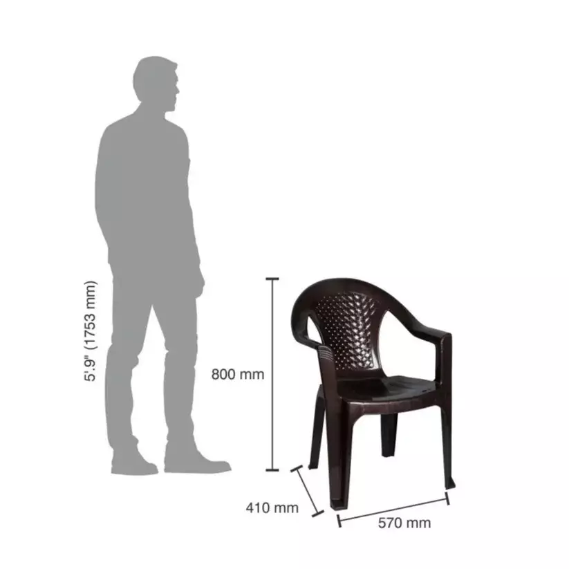 Italica Comfort Plastic Armrest Chair Brown, 1156