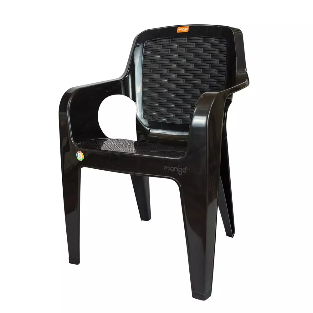 Mango Medium ACE Plastic Chair with Armrest 558.8x584.2x863.6 mm, Cherry Black