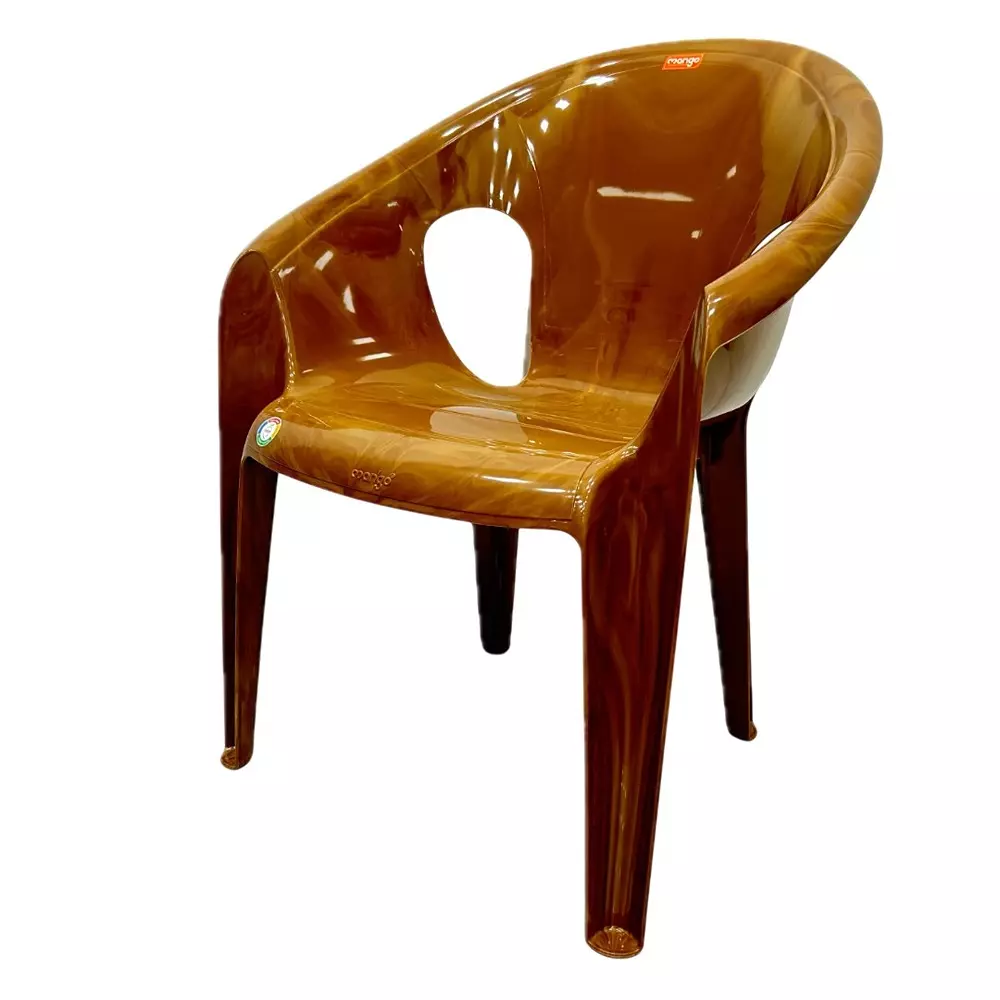 Mango Medium SHINE Plastic Chair with Armrest 635x482.6x838.2 mm, Sandal Wood