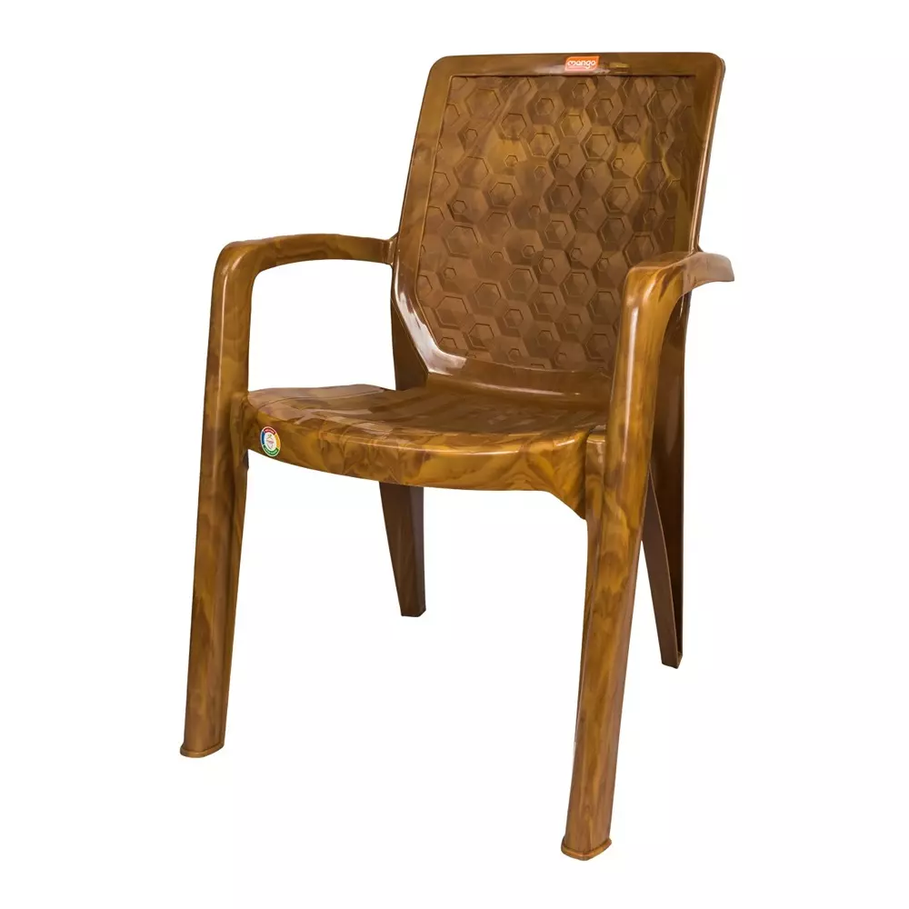Mango Premium HONEY Plastic Chair with Armrest 660.4x584.2x863.6 mm, Sandal Wood