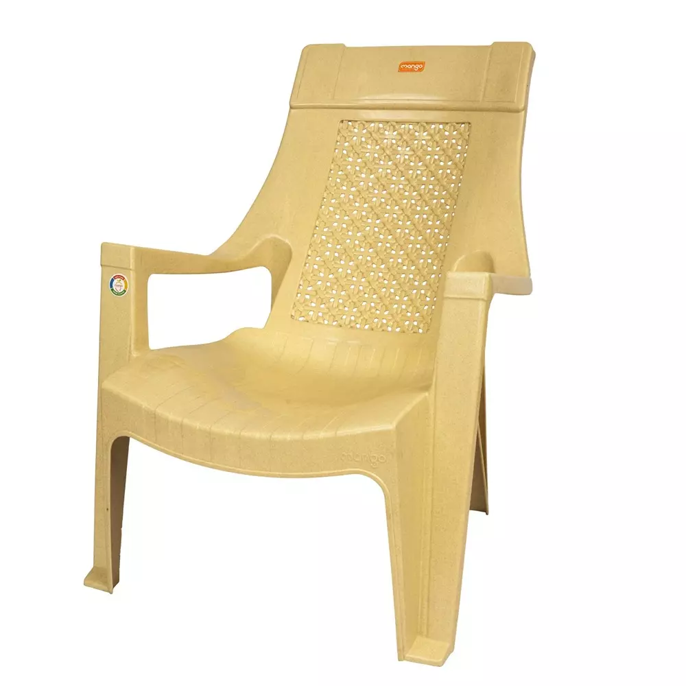 Mango Premium SIGMA Plastic Chair with Armrest 812.8x609.6x812.8 mm, Marble Beige