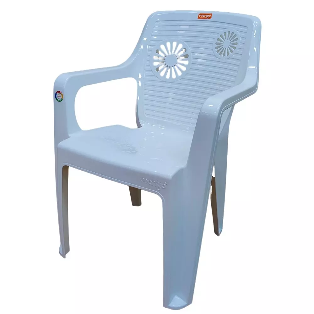 Mango Medium SILK Plastic Chair with Armrest 439.42x548.64x812.8 mm, Milky White