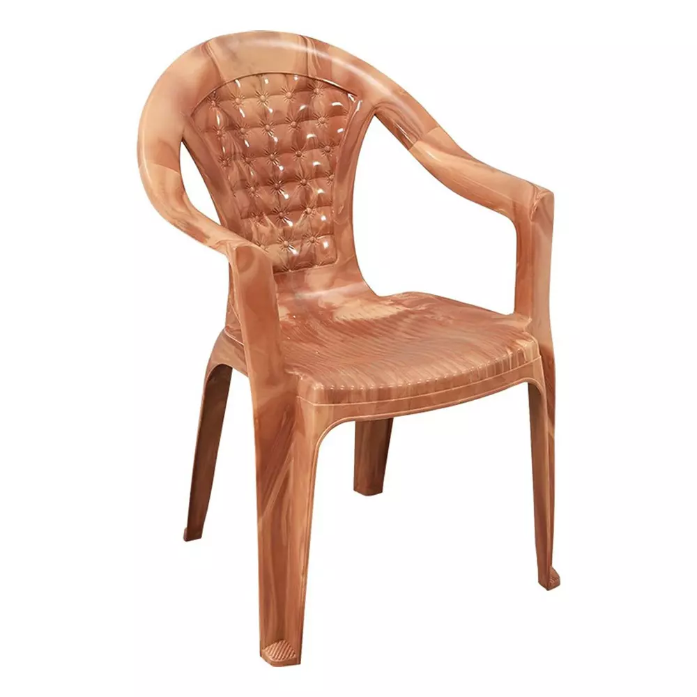 Swagath Chair With Arm Rest Meduim Back Style Plastic Sandal Wood for Home, School & Cafeteria Use, SW-310-SW-1