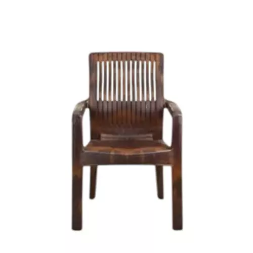 Maharaja Chair With Arm Rest Teakwood Plastic for Home, School, Garden & Office, Dabang204_Teakwood-PK2 (Pack of 2 Pcs)