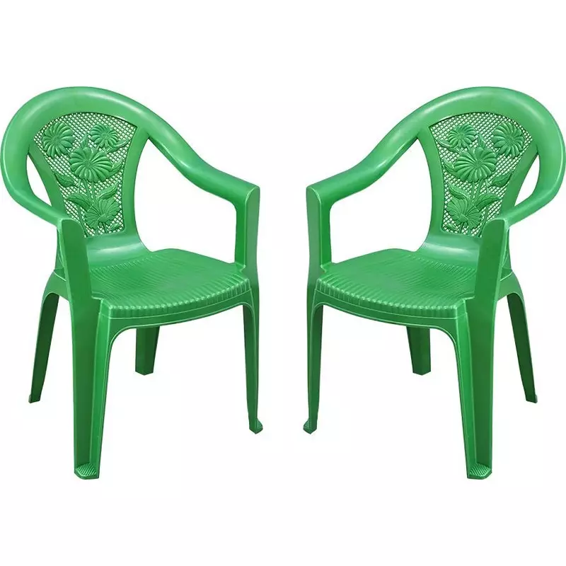 Swagath Plastic Chair With Armrest Pearl Green Color for Cafe, Home and Office, SW-308 (Pack of 2 Pcs)