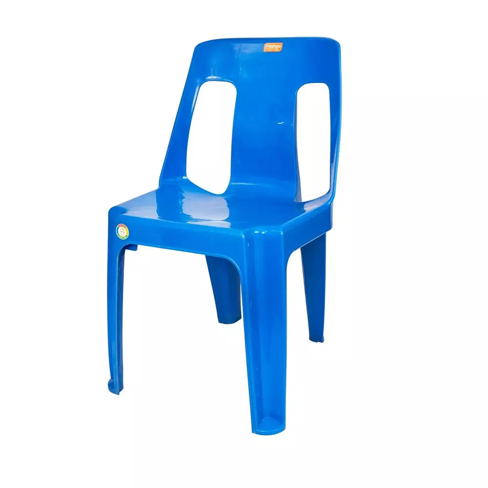 Mango Power Chair With Armless Blue 200 Kg Load Bearing Capacity Polypropylene Plastic Medium Back for Home & School Use