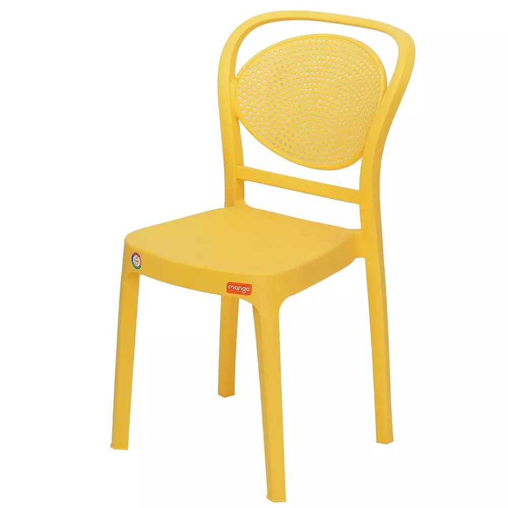 Mango Sandra Cafe Chair With Armless Yellow 150 Kg Load Bearing Capacity Glass Filled Plastic Medium Back Horeca Design