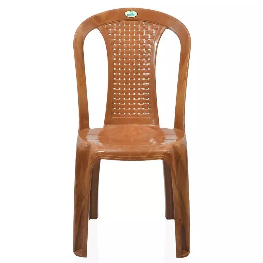 Nilkamal Plastic Armless Chair 110 Kg Weight Capacity Pear Wood Color