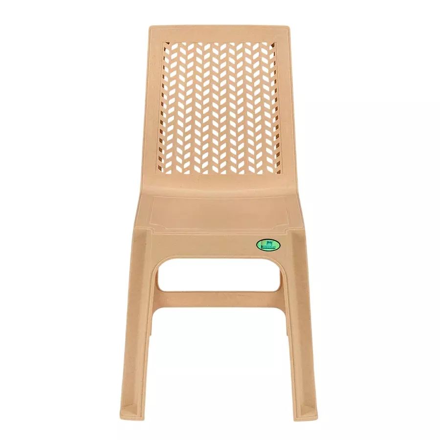 Nilkamal Viva Plastic Armless Chair Marble Beige Color