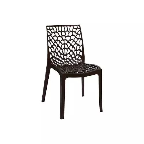 Italica Designer Plastic Armless Chair 150 Kg Load Capacity Brown Color, 5103 (Pack of 4)