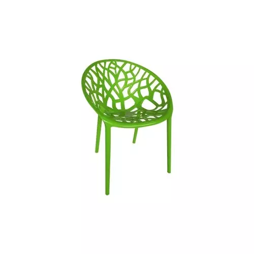 Italica Designer Plastic Armless Chair Green Color, 5106 (Pack of 4)