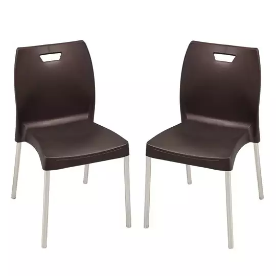 Swagath Dining Chair Plastic Primary Material Stainless Steel Leg Pre-Assembled Type Saddle Brown Color, MINTELA-SB-2 (Pack of 2 Pcs)