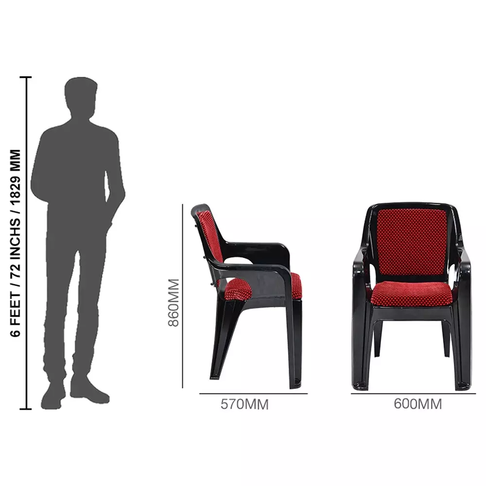 swagath-plastic-arm-chair-polypropylene-upholstery-material-150-kg-load-capacity-pre-assembled-type-black-red-color-grandear-bkbr-4-pack-of-4-pcs