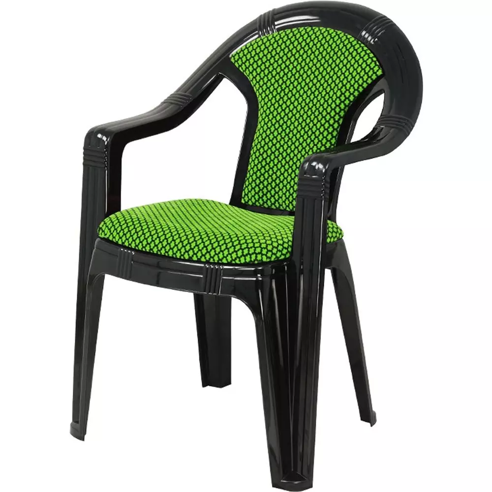 swagath-adore-cafeteria-cushioned-chair-with-arm-rest-plastic-black-body-with-green-cushioned-seat-82x59x59-cm-size-adore-bkngr-4-pack-of-4-pcs