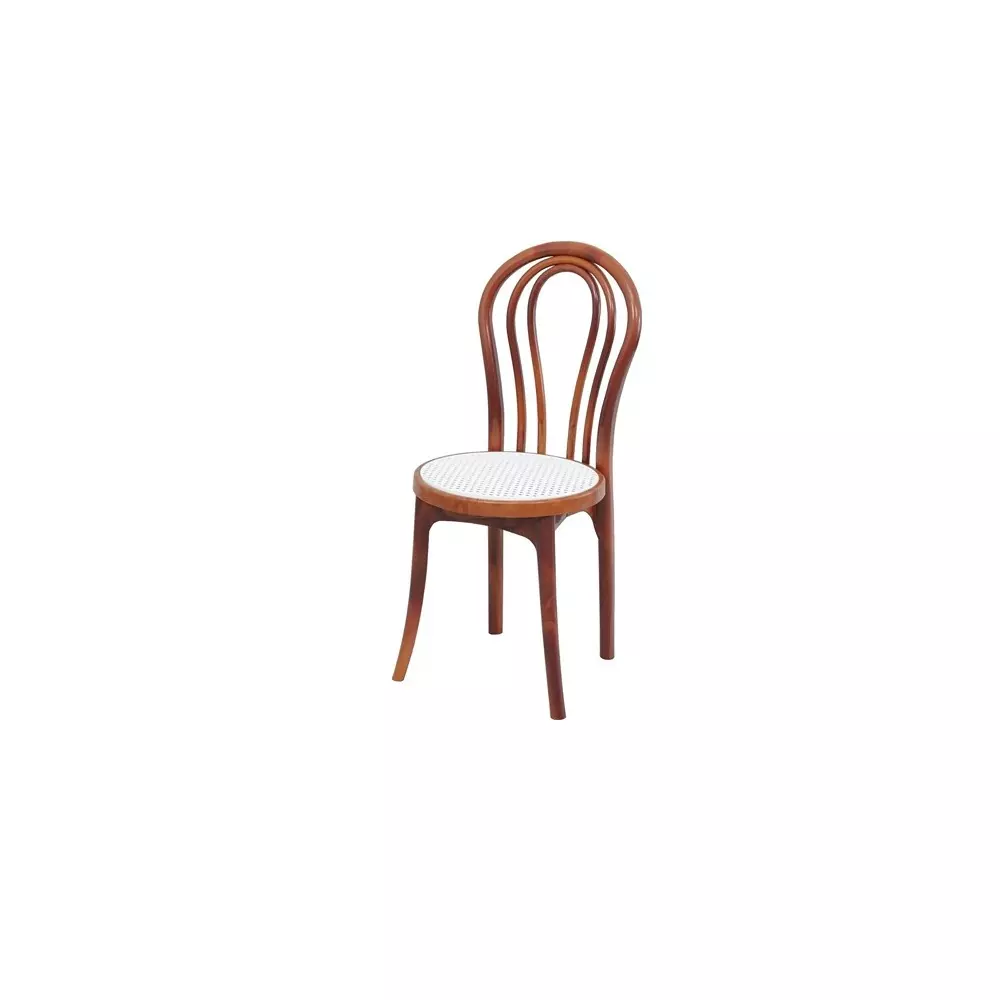 Swagath BEAUTY Cafeteria Chair Plastic Teakwood Body With White Netted Seat 91x41x36 cm Size for Cafe, Home & Office Use, BEAUTY-TW/WH-1