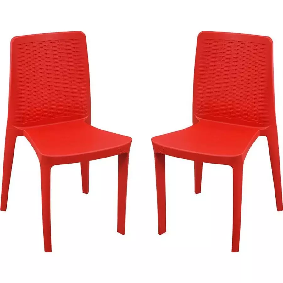 Swagath LINEA Cafeteria Chair Plastic Red 82x47x49 cm Size for Cafe, Home & Office Use, LINEA-BR-2 (Pack of 2 Pcs)