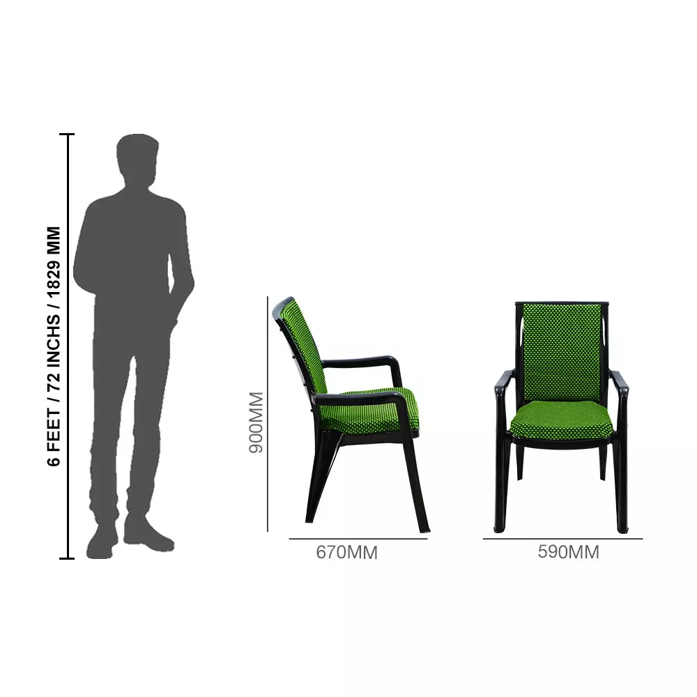 swagath-premier-plastic-cushioned-seat-with-arm-chair-green-and-black-set-of-4