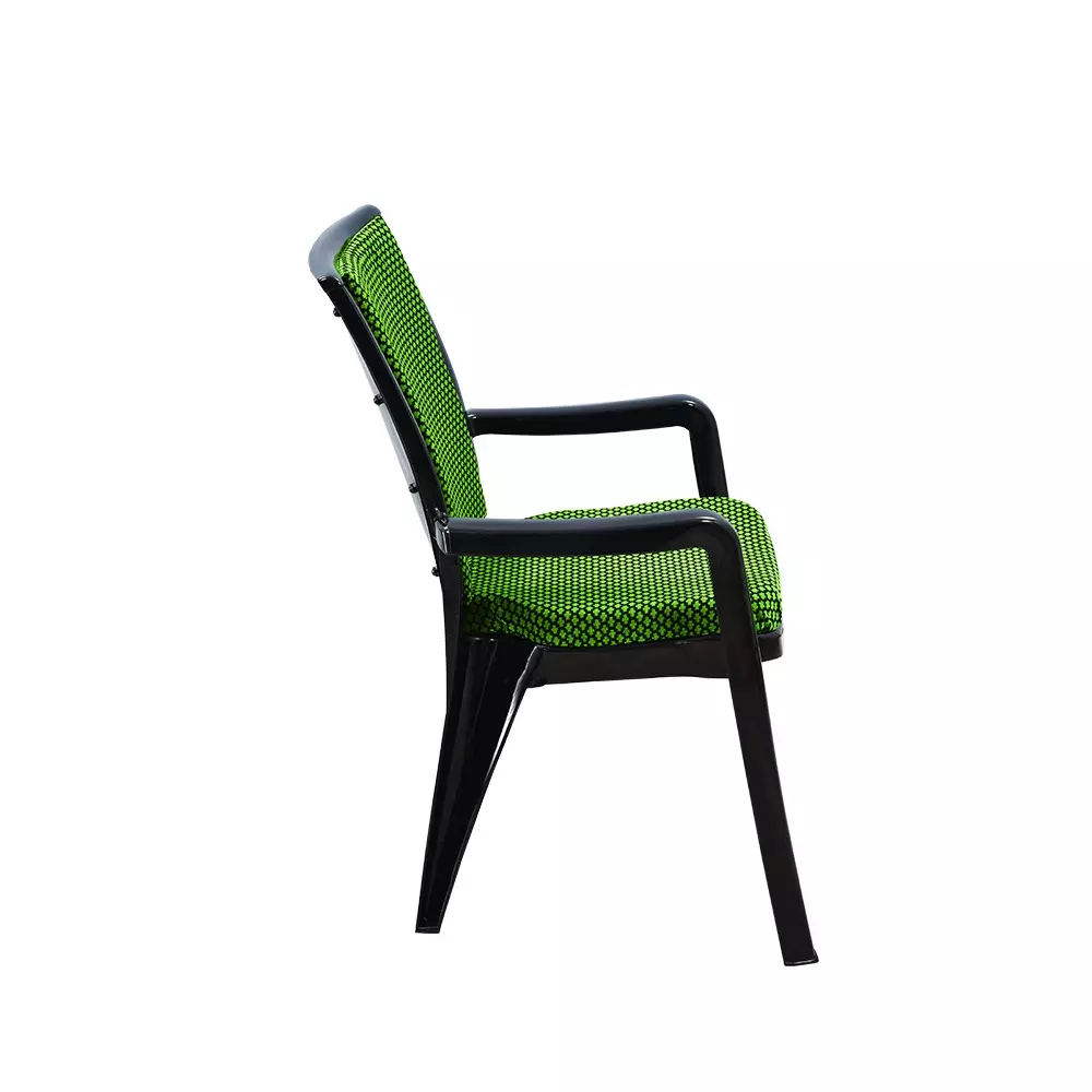 swagath-premier-plastic-cushioned-seat-with-arm-chair-green-and-black-set-of-4