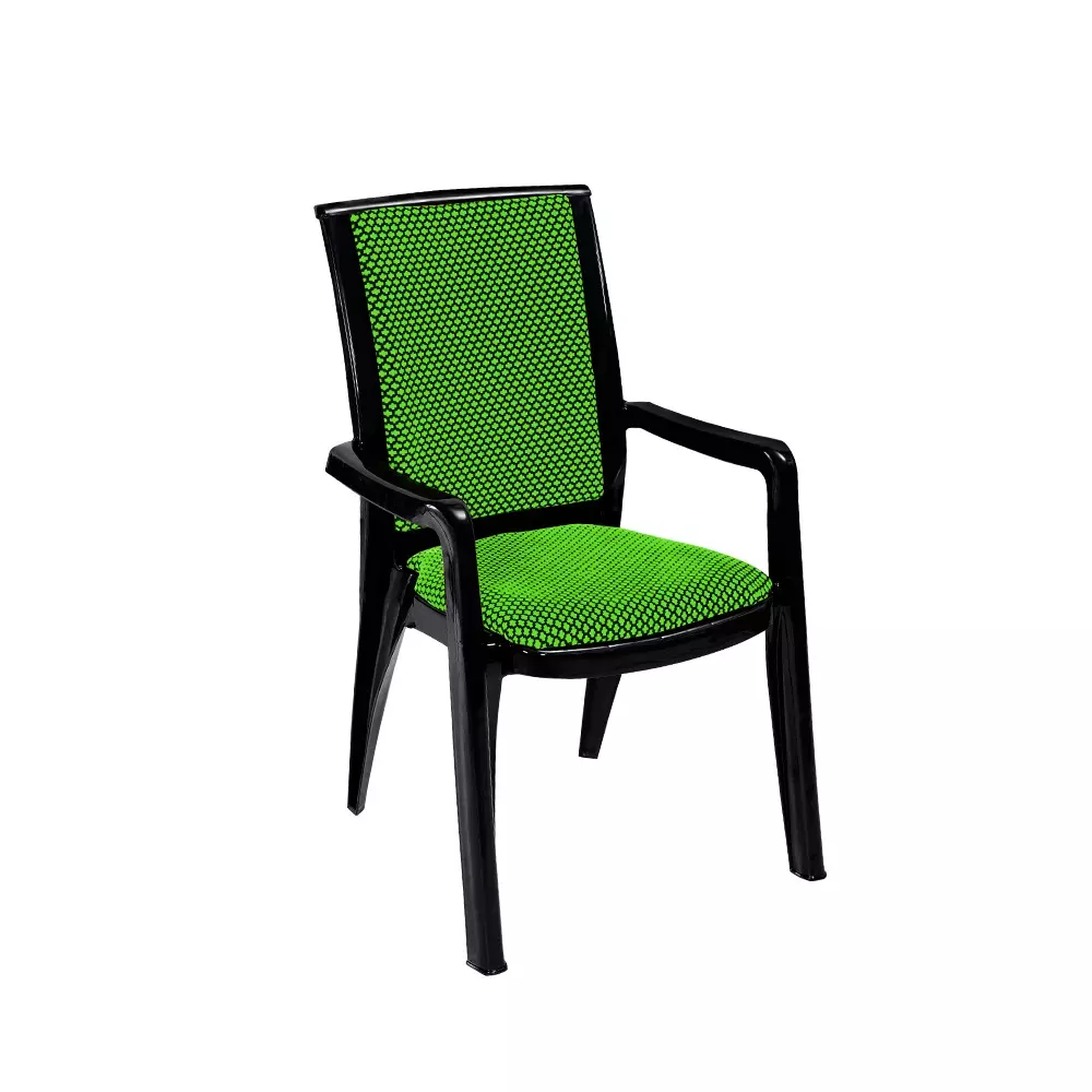 swagath-premier-plastic-cushioned-seat-with-arm-chair-green-and-black-set-of-4