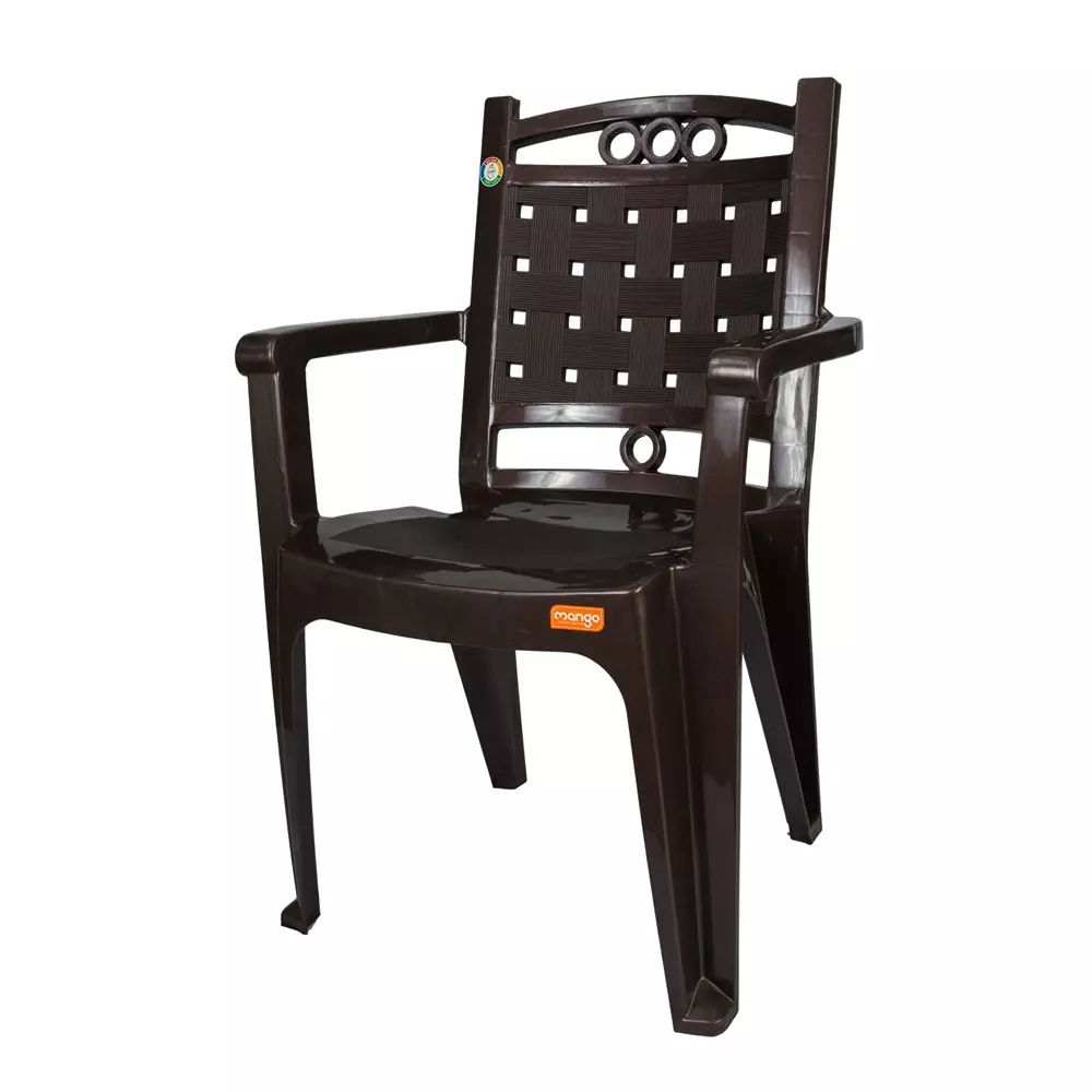 Mango Medium BENZO Plastic Chair with Armrest 558.8x558.8x863.6 mm, Weather Brown