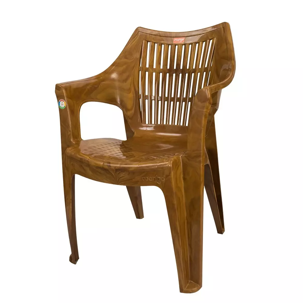 Mango Premium NIVAN Plastic Chair with Armrest 584.2x584.2x863.6 mm, Sandal Wood