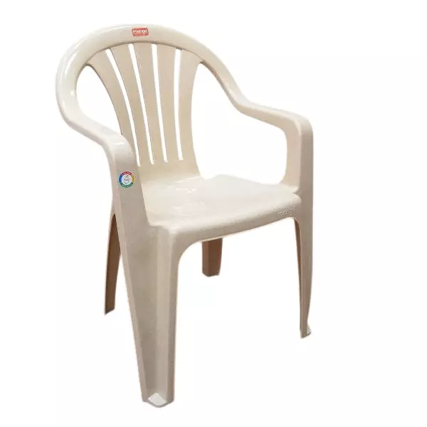 Mango Medium M 1005 Plastic Chair with Armrest 558.8x558.8x812.8 mm, Marble Beige