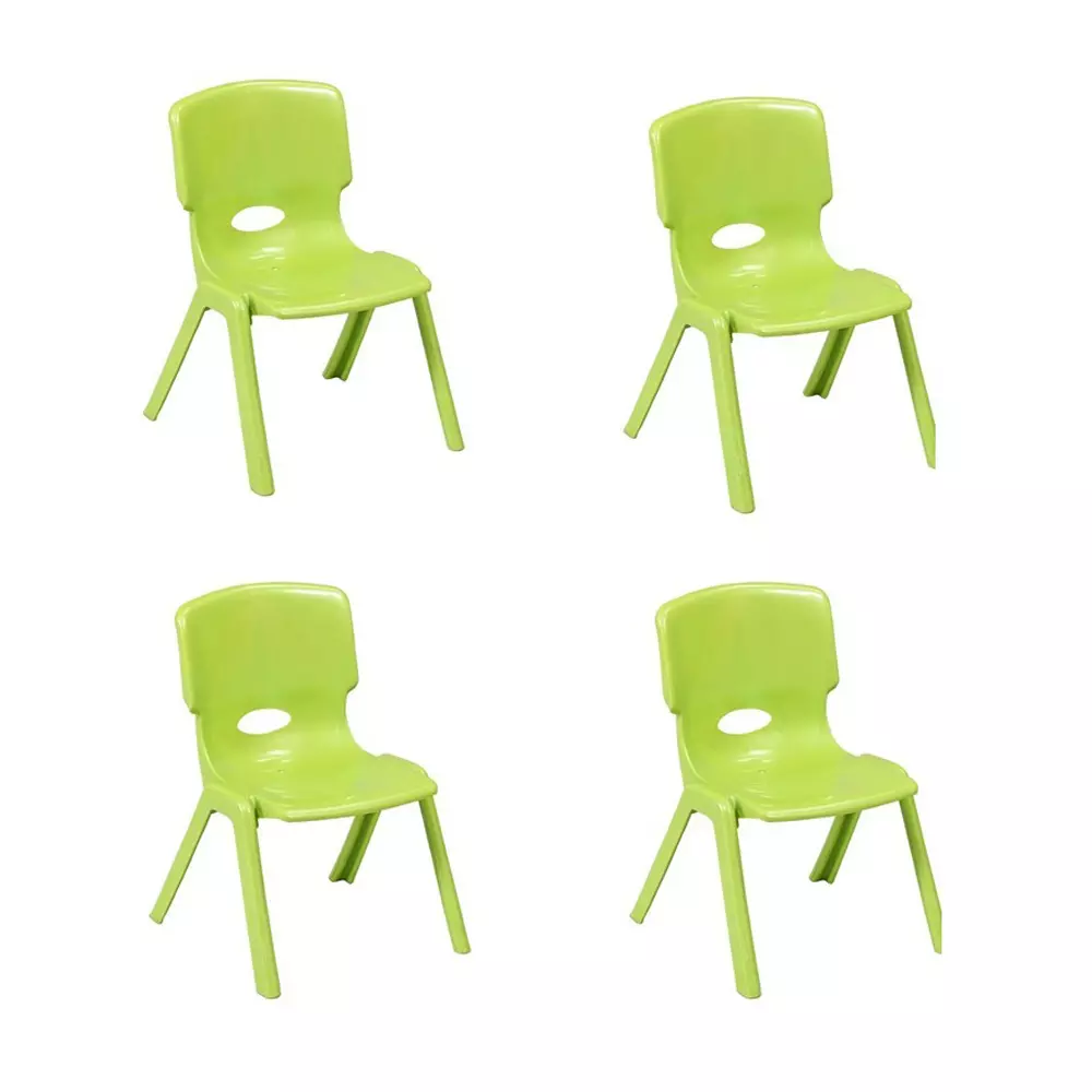 Swagath Comfortable Kids Plastic Chair Without Armrest Green Color, Kidzy (Pack of 4 Pcs)