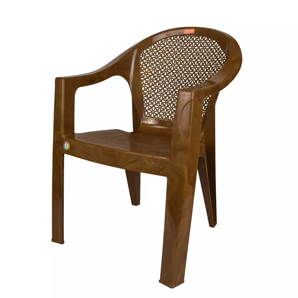 Mango Sahara Premium Chair With Armrest Sandal Wood 180 Kg Load Bearing Capacity Polypropylene Plastic Medium Back