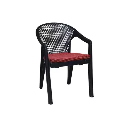 Italica Oxy Series Plastic Arm Rest Chair With Cushion Black Color, 5202-Luxury