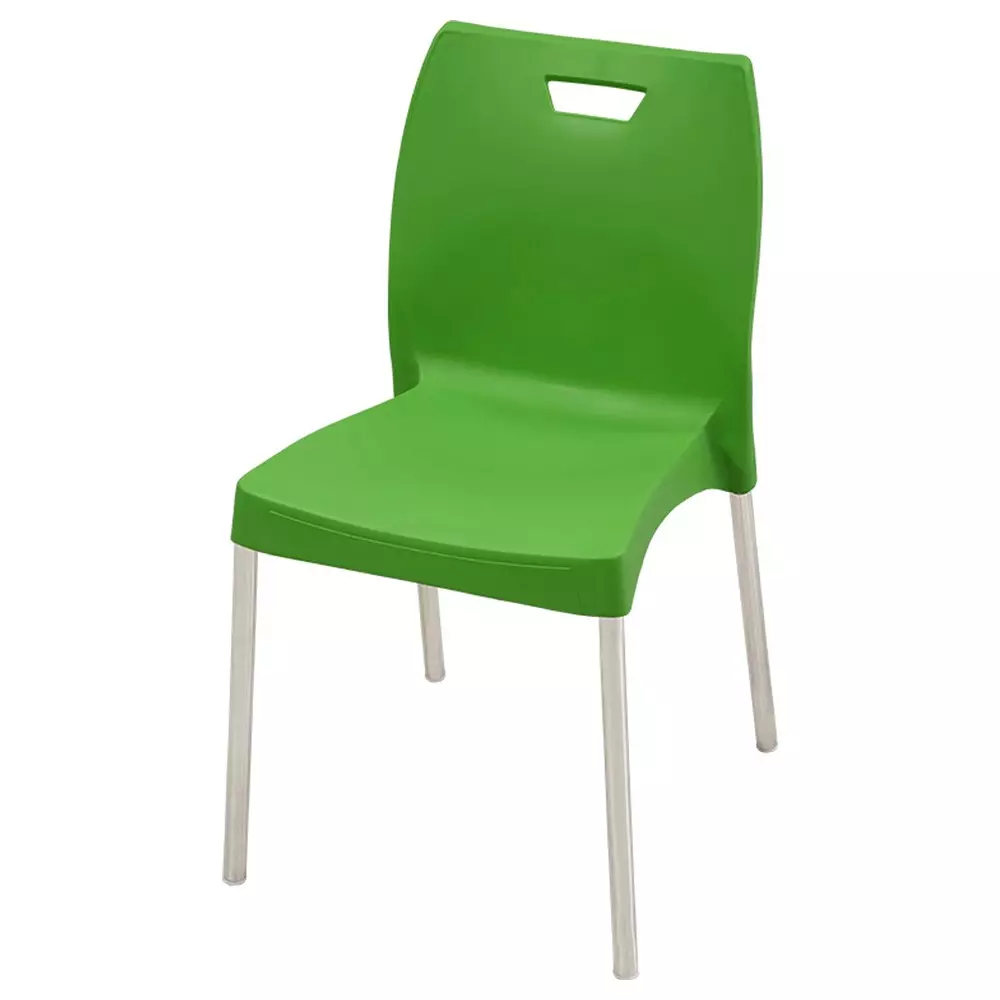 Swagath Dining Chair Plastic Primary Material Stainless Steel Leg Pre-Assembled Type Green Color, MINTELA-AGRN-1