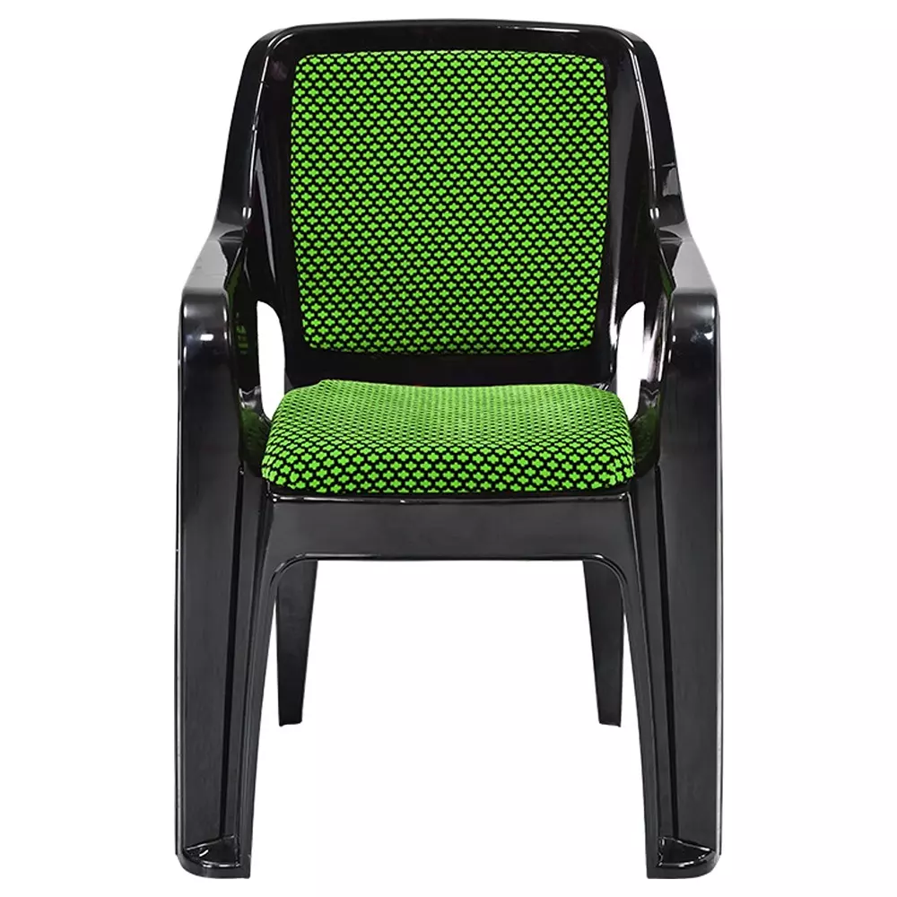swagath-plastic-arm-chair-polypropylene-upholstery-material-150-kg-load-capacity-pre-assembled-type-black-green-color-grandear-bkngr-4-pack-of-4-pcs