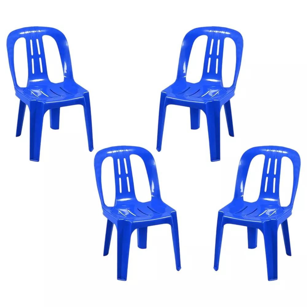 Swagath Kids Chair Junior Series Without Arm Rest PP (Polypropylene) Material 100 Kg Load Capacity Pre-Assembled Type Blue Color, NOVA-BL-4 (Pack of 4 Pcs)