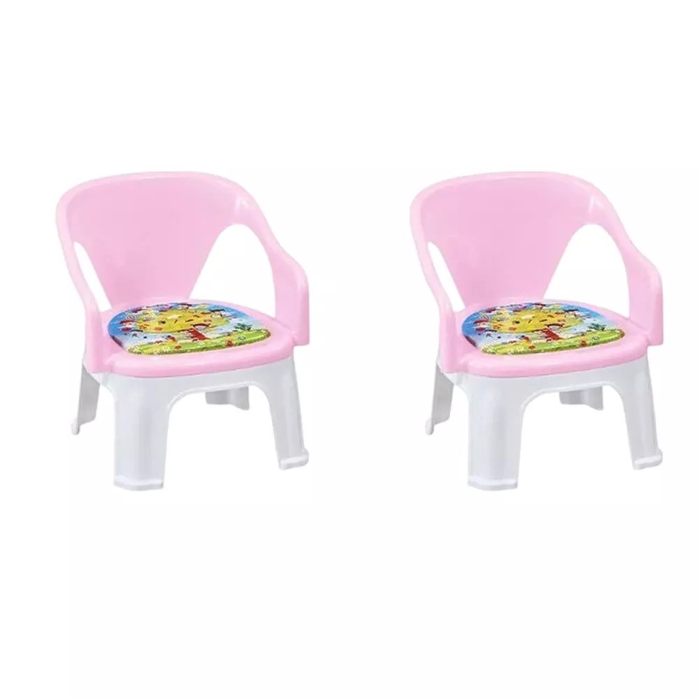 Swagath Cuddly Kids Plastic Chair with Armrest 30 Kg Load Capacity Pre-Assembled Type Pink Color, CUDDLY T-PP-2 (Pack of 2 Pcs)