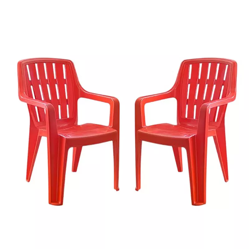 Maharaja Arm Rest Plastic Chair Solid Back For 6 to 8 Years Kids Red, Dolly403_Red-PK2 (Set of 2)